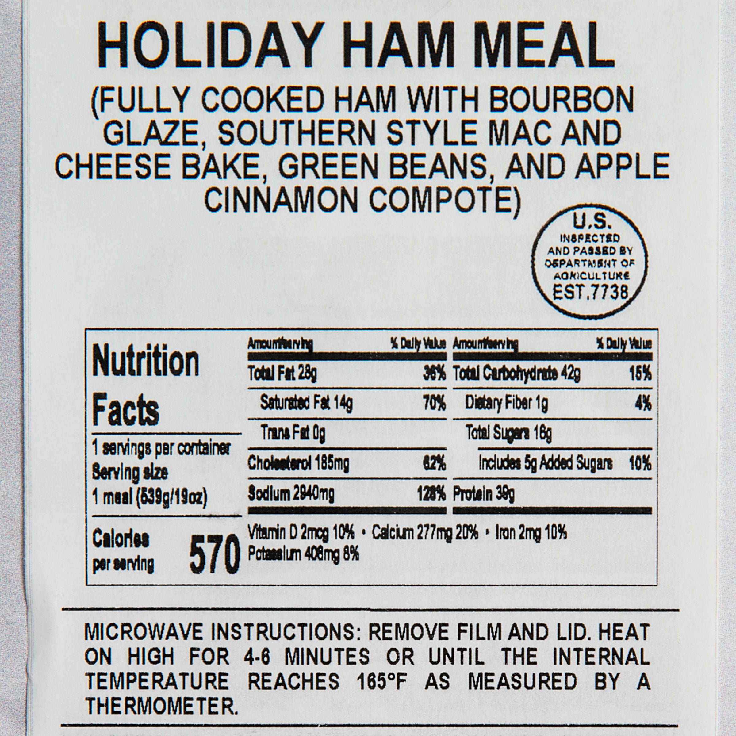 Ham Holiday Meal- Heat and Serve - Fully Cooked