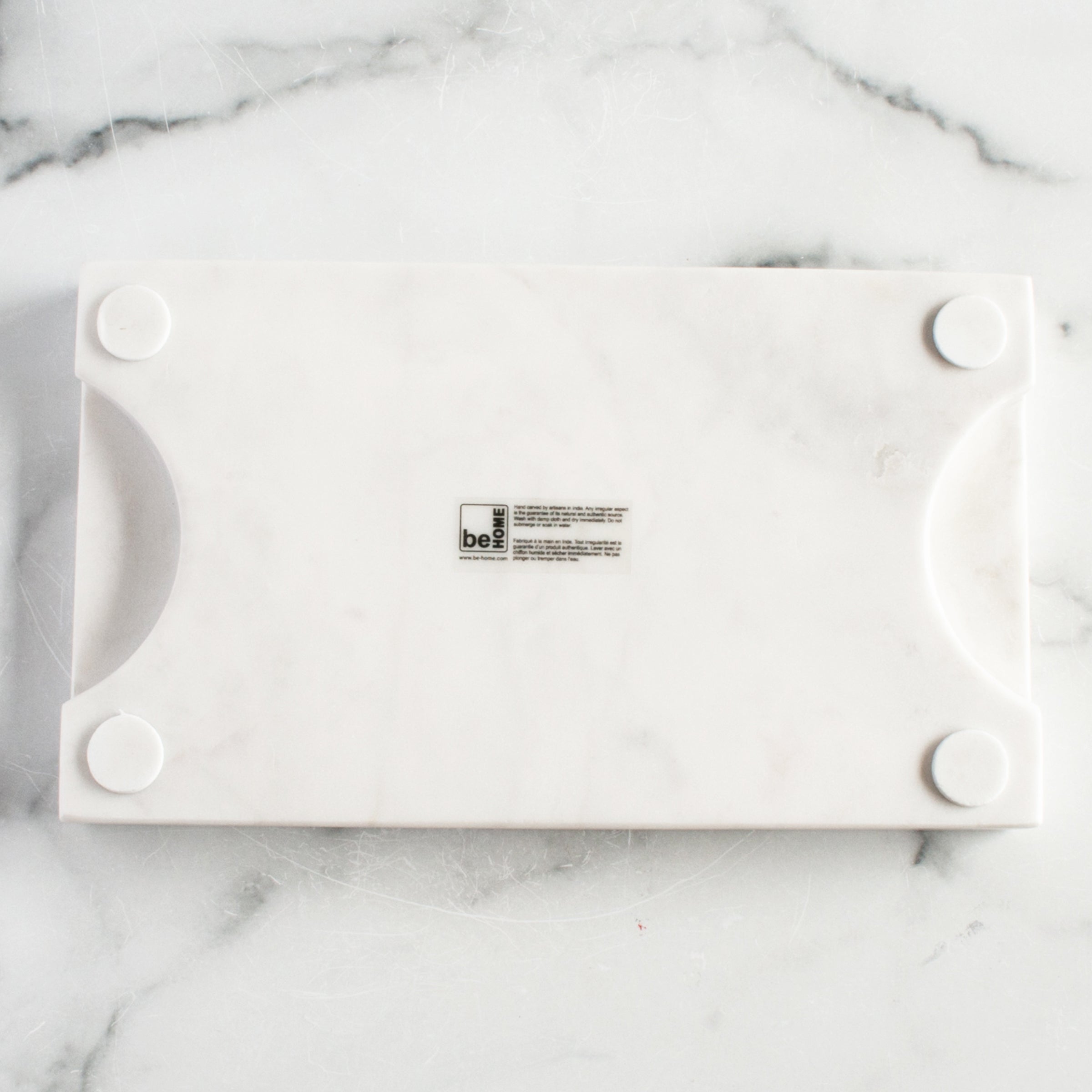 White Marble Thick Rectangular Board with Handle Grooves_Be Home_Housewares