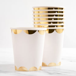 Paper Cups with Gold Scalloped Design