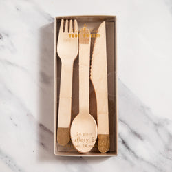 Gold Dipped Wooden Disposable Utensil Set