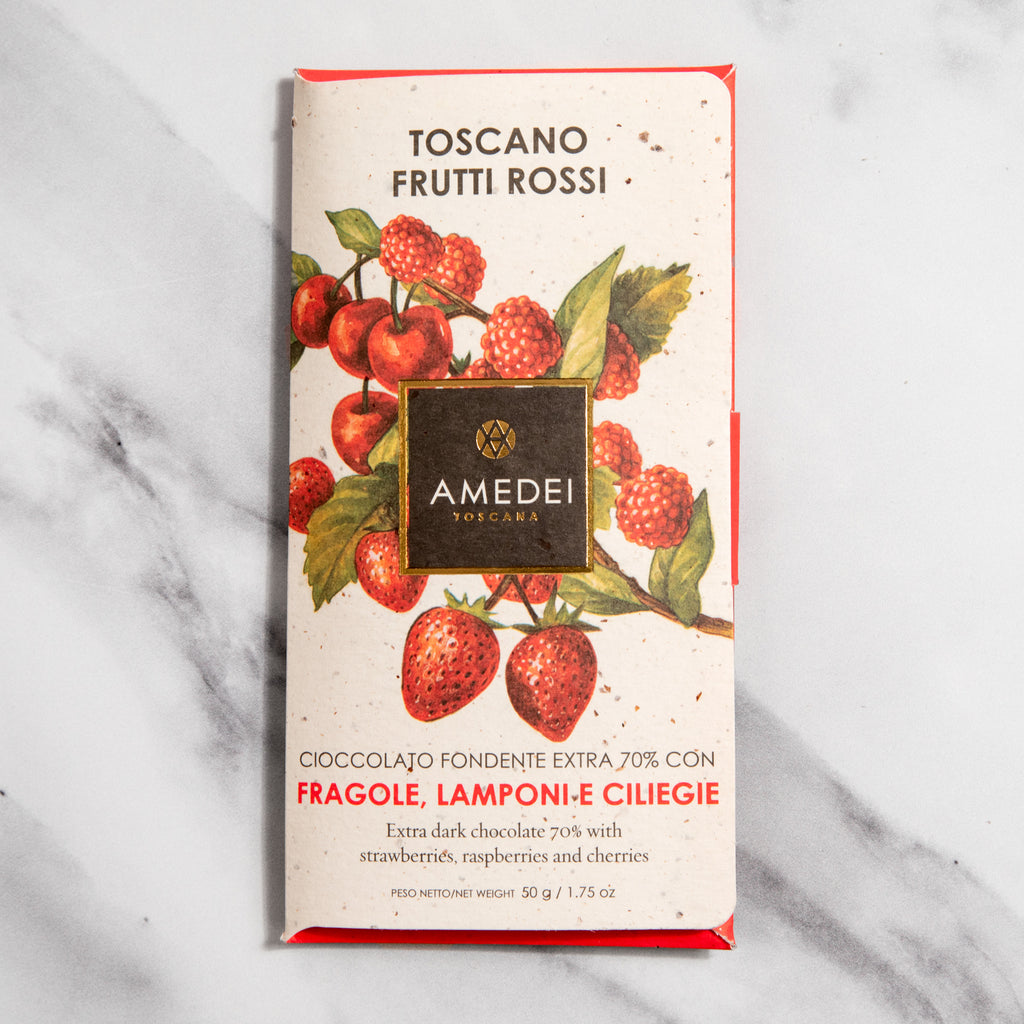 Toscano Frutti Rossi - 70% Dark Chocolate Bar with Strawberries, Raspberries & Cherries