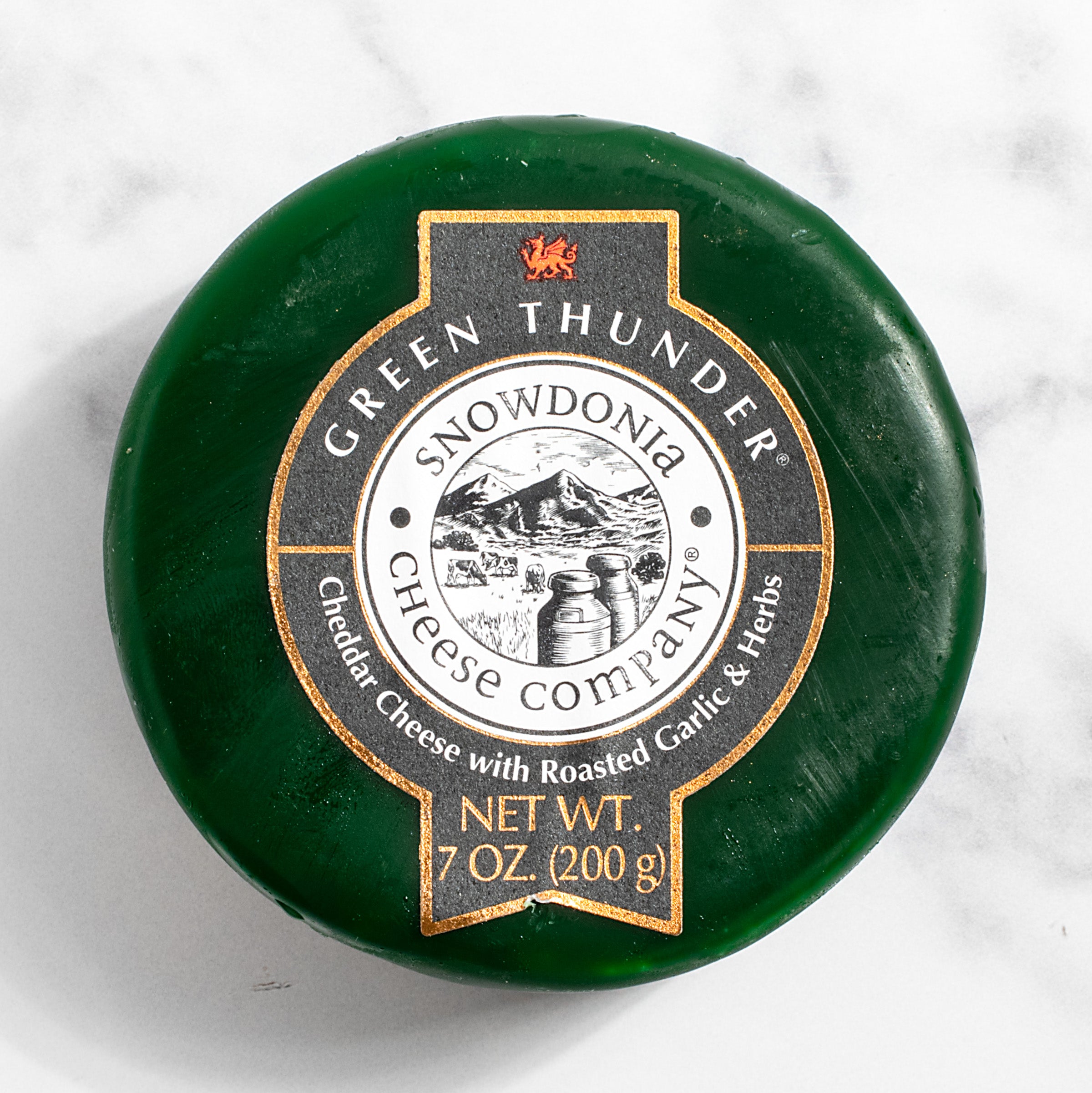 Green Thunder Welsh Truckle Cheese - Mature Cheddar with Garlic & Herbs