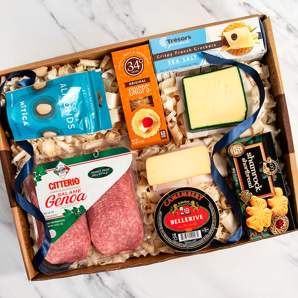 White Wine Cheese and Cracker Gift Box by GourmetGiftBaskets.com