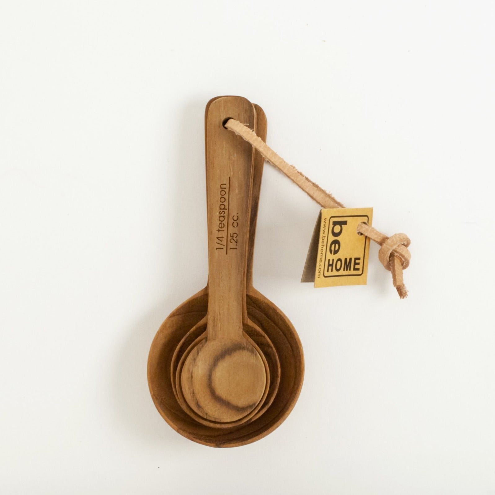 Teak Measuring Cups with Handle, Set of 4