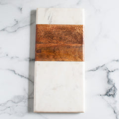 White Marble & Wood Rectangular Board - igourmet