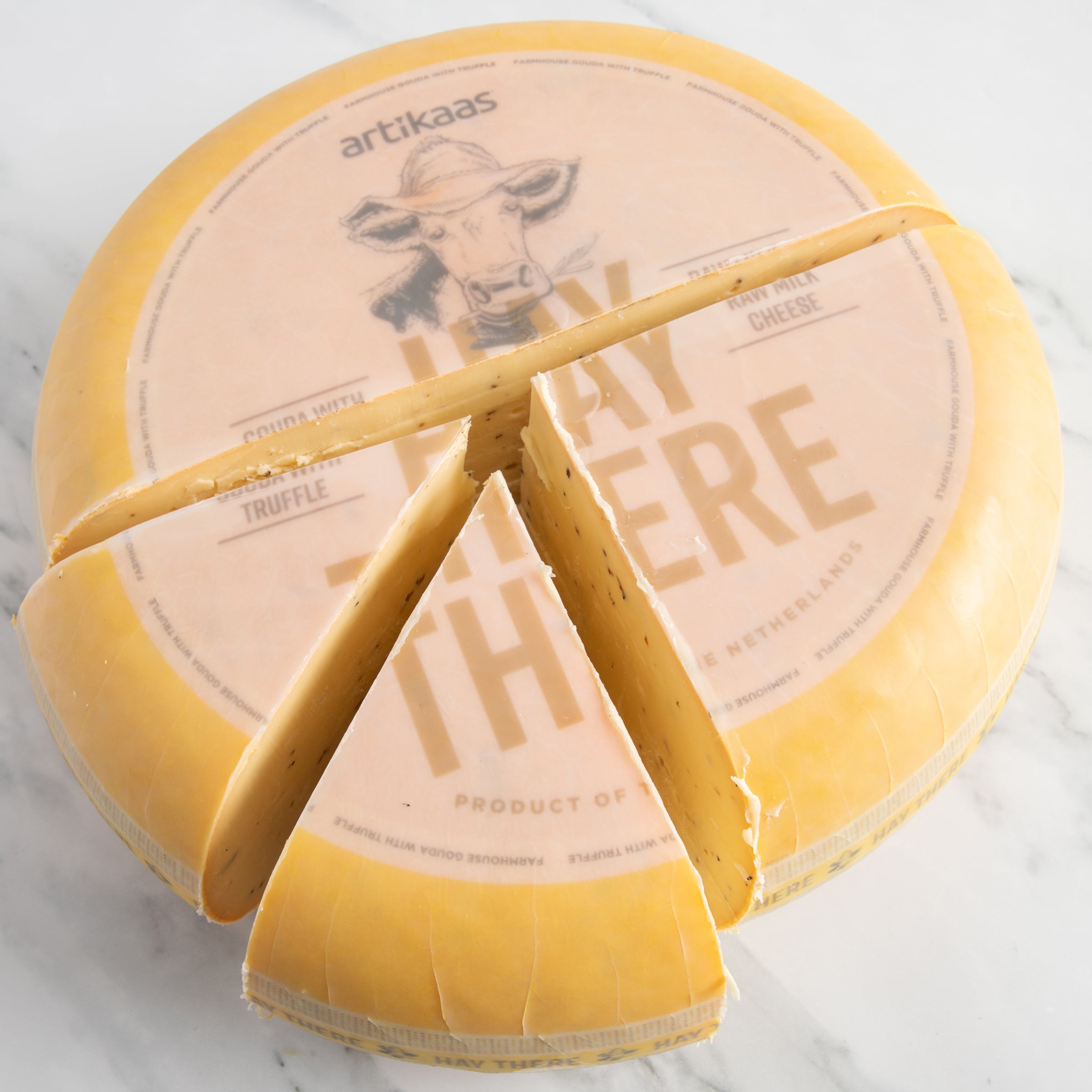 Artikaas Hay There Gouda Cheese with Truffles_Cut & Wrapped by igourmet_Cheese