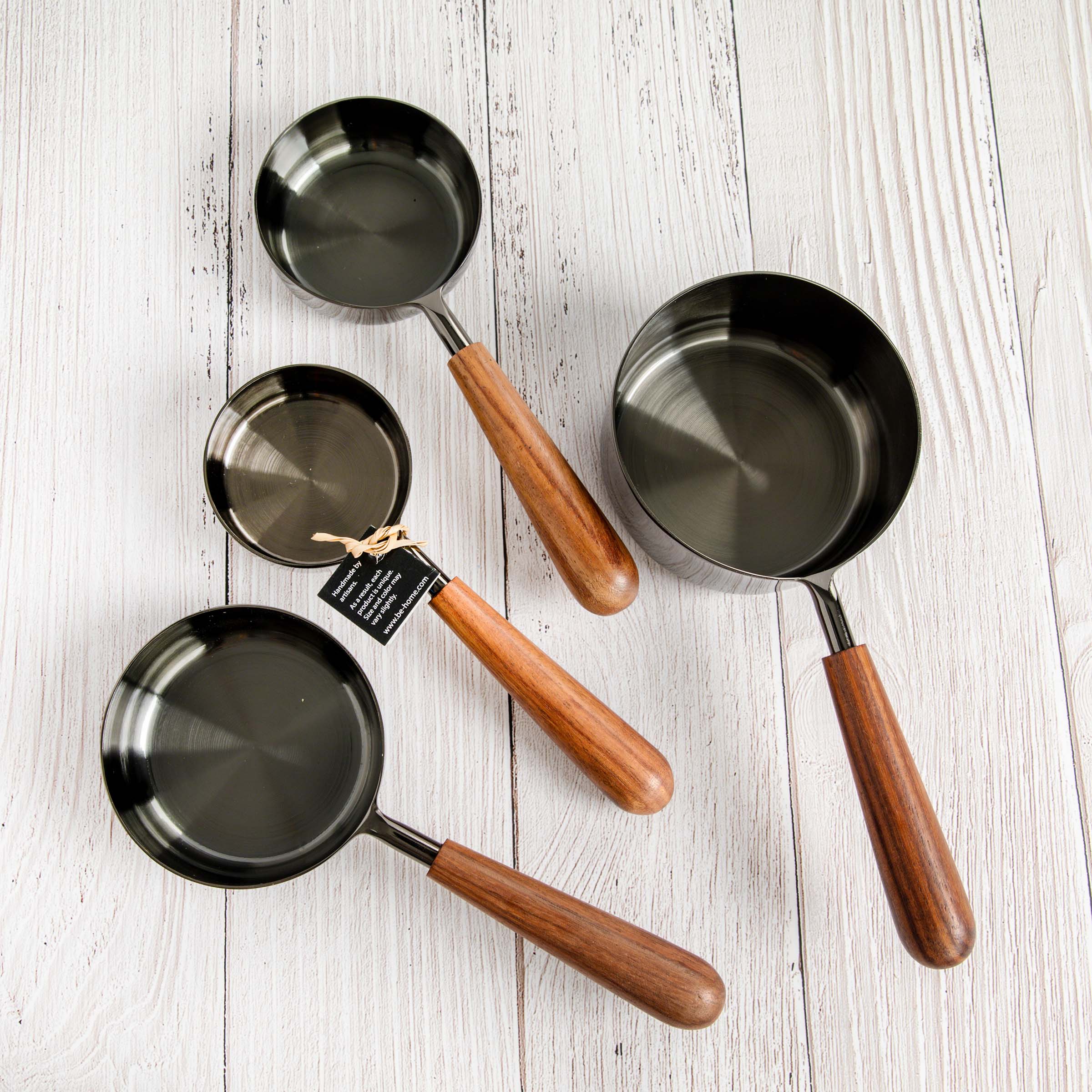 Brass Measuring Cups with Olive Wood Handles – Set of 4, Shop Online