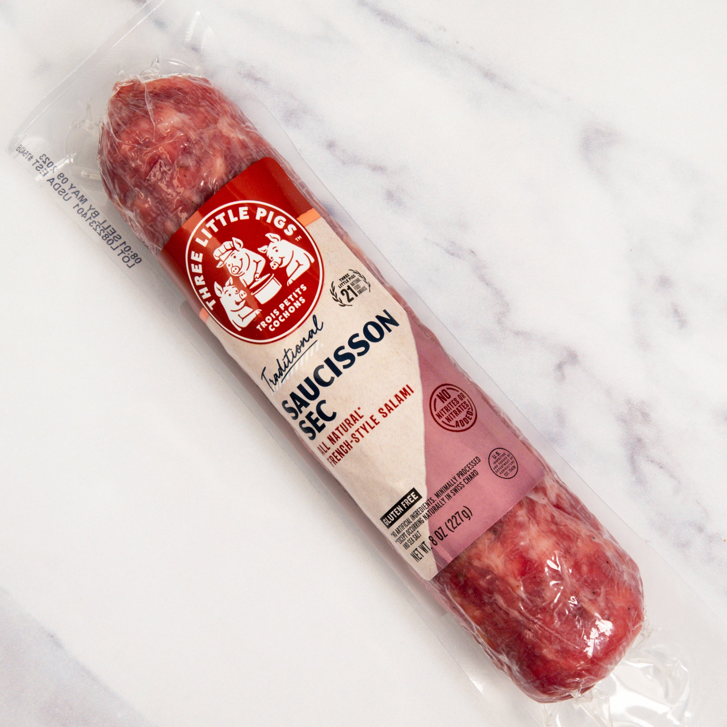 Three Little Pigs Salami, French-Style, All Natural, Traditional - 8 oz