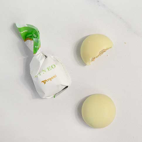 White Chocolate Pralines filled with Pistachio Ganache