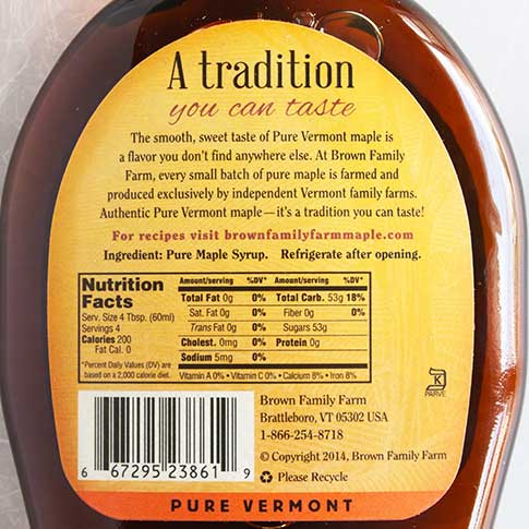 Vermont Pure Grade A Dark Maple Syrup