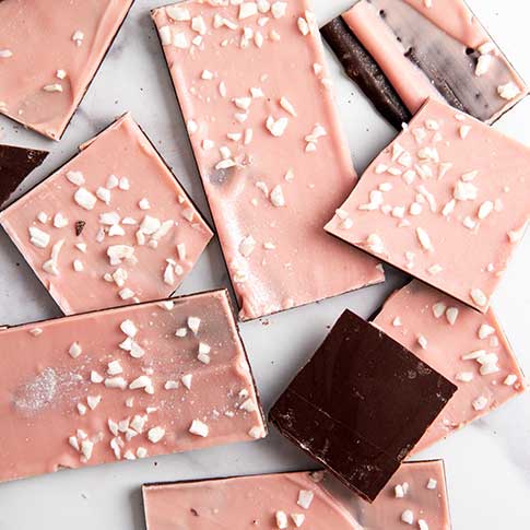 Dark & White Chocolate Bark with Peppermint and Popping Candy