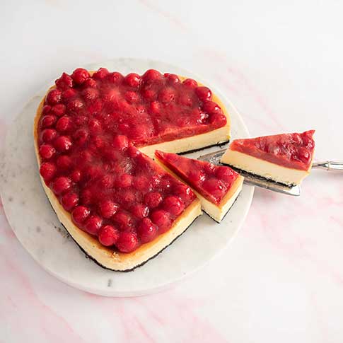 Heart-Shaped Cherry Cheesecake