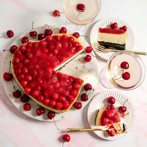 Heart-Shaped Cherry Cheesecake