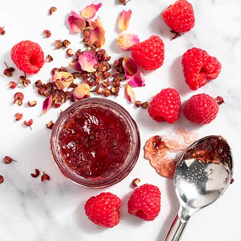 Raspberry Spread with Rose Petals and Sichuan Pepper