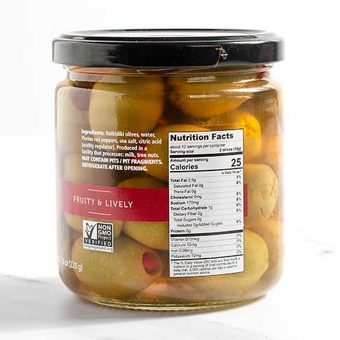 Sweet Pepper Stuffed Greek Olives