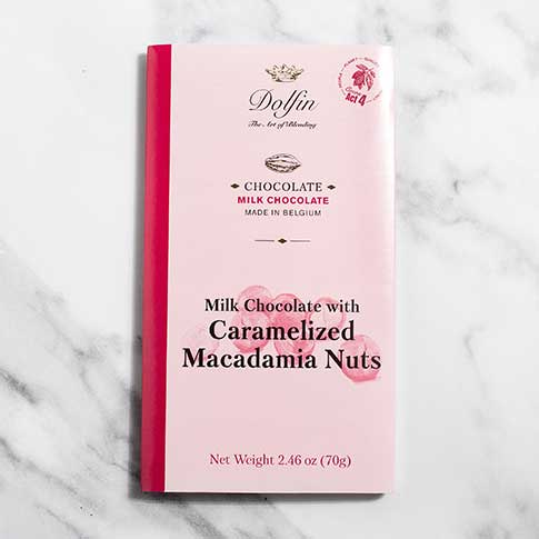 Belgian Milk Chocolate Bar with Caramelized Macadamia Nuts