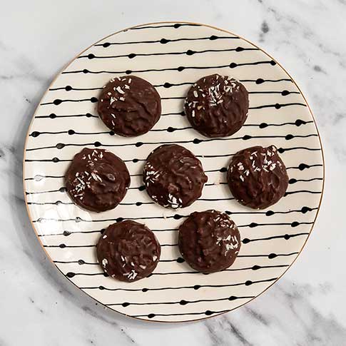 Coconut Biscuit Cookies with Dark Chocolate Glaze