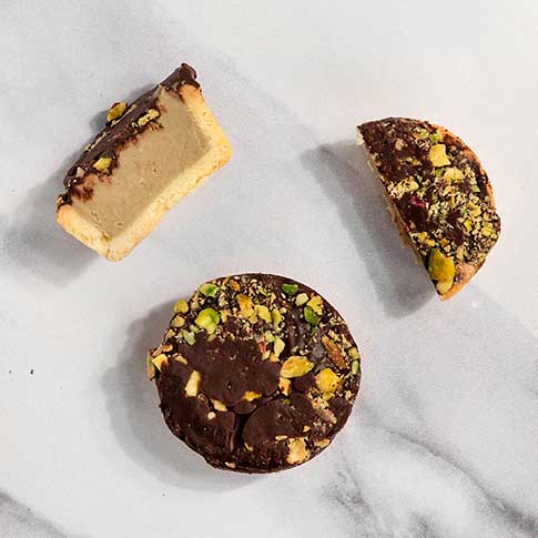 Pistachio Cream Filled Tart with Dark Chocolate Glaze