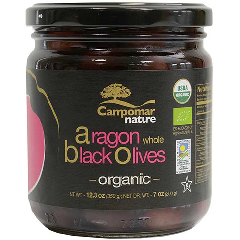 Spanish Whole Black Aragon Olives- Organic