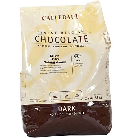 Belgian Semisweet Dark Chocolate Baking Callets (Chips) - 53.8%