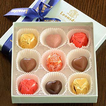 Leonidas 9 Piece Chocolates Assortment, Square Box