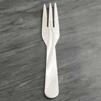 Fancy Hand Carved Mother of Pearl Caviar Serving Fork - 4.5 inches