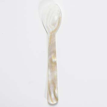 Fancy Hand Carved Mother of Pearl Caviar Serving Spoon - 4.5 inches