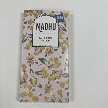 Saffron Milk Chocolate 45% by Madhu Chocolate