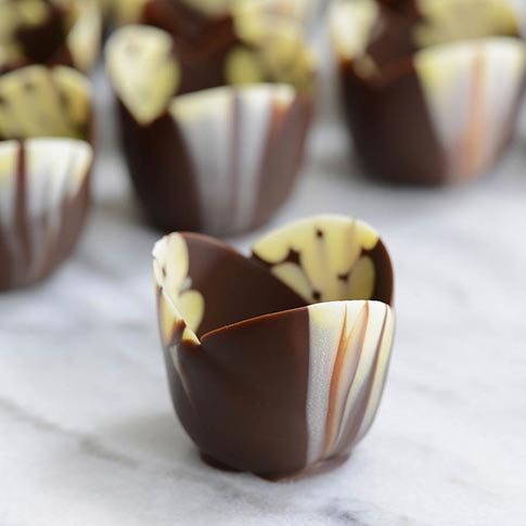 Mini Marbled Chocolate Tulip Cup - 2 x 1 Inch